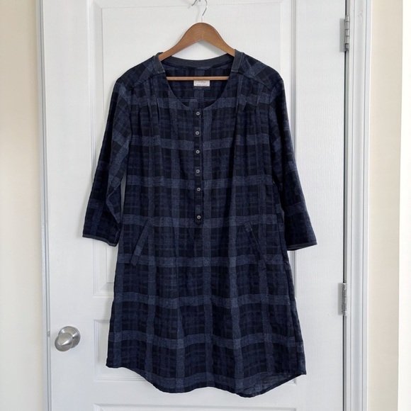 Wrap London Dress Size 14 Wool Plaid Blue A Line - Picture 1 of 9